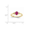 thumbnail image 2 of Solid 14k Yellow Gold Diamond & Simulated Ruby Ring (2mm) - Size 5.5, 2 of 2