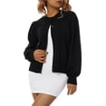 thumbnail image 2 of Qiylii Women’s Knitted Coat Solid Color O-Neck Long Sleeve Cardigan Sweater, 2 of 9