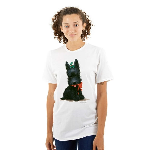 Christmas Black Scottish Terrier Bow Women's Graphic T Shirt Tees Brisco Brands M