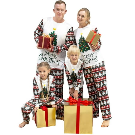 

Peyakidsaa Parent-Child Christmas Pajamas Set Xmas Tree Print Nightwear Sleepsuit Loungewear