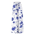 thumbnail image 4 of Women's Summer Wide Leg Palazzo Pants Spring Casual High Waisted Flowy Trousers Boho Beach Vacation Outfits (Sky Blue S), 4 of 5
