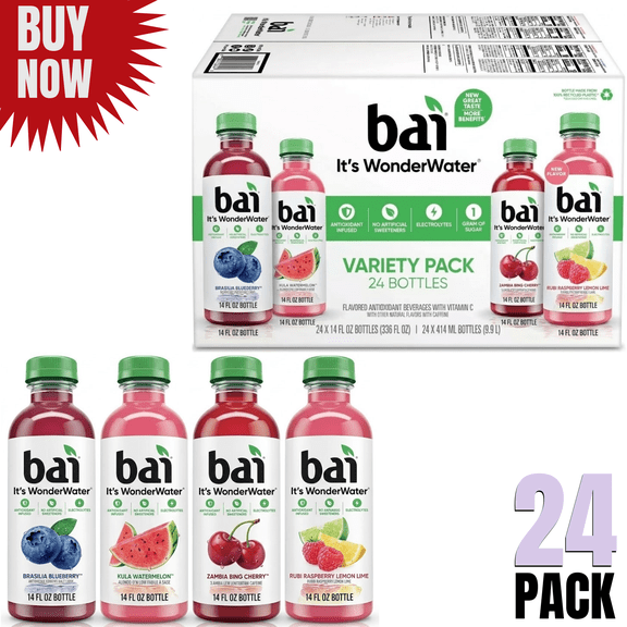 Bai Flavors Variety Pack Antioxidant Infused Water Beverage, 24 pk./14 fl. oz.