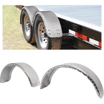 KOJEM Pair Diamond Plate Round Single Axle Trailer Fender Universal Fits Most 13"-15" Tires Aluminium Silvery