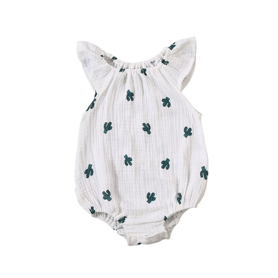 Wassery Newborn Girl Cartoon Printed Jumpsuit Flying Sleeve One-Piece Clothes Outwear Casual Romper 0-24M