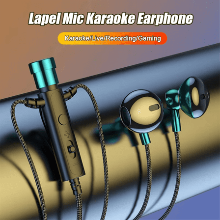 3.5mm in-Ear Lavalier Microphone with Earphone Clip Mic Black