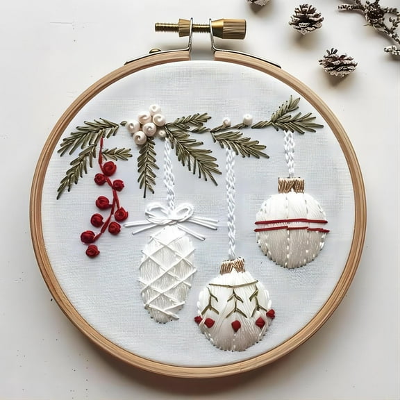 Oliegs Christmas Embroidery Kit Christmas Embroidery Kits For Beginners With Pattern DIY Adult Kits Full Embroidery Hoop Kit With Needles And Thread Included