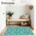 thumbnail image 3 of ODIKA 6x9 Machine Washable Non-Slip Area Rug, Chic Boho Latticework with Flourishing Petal Emblems Ultra Soft Rug, None, 533555, 3 of 7