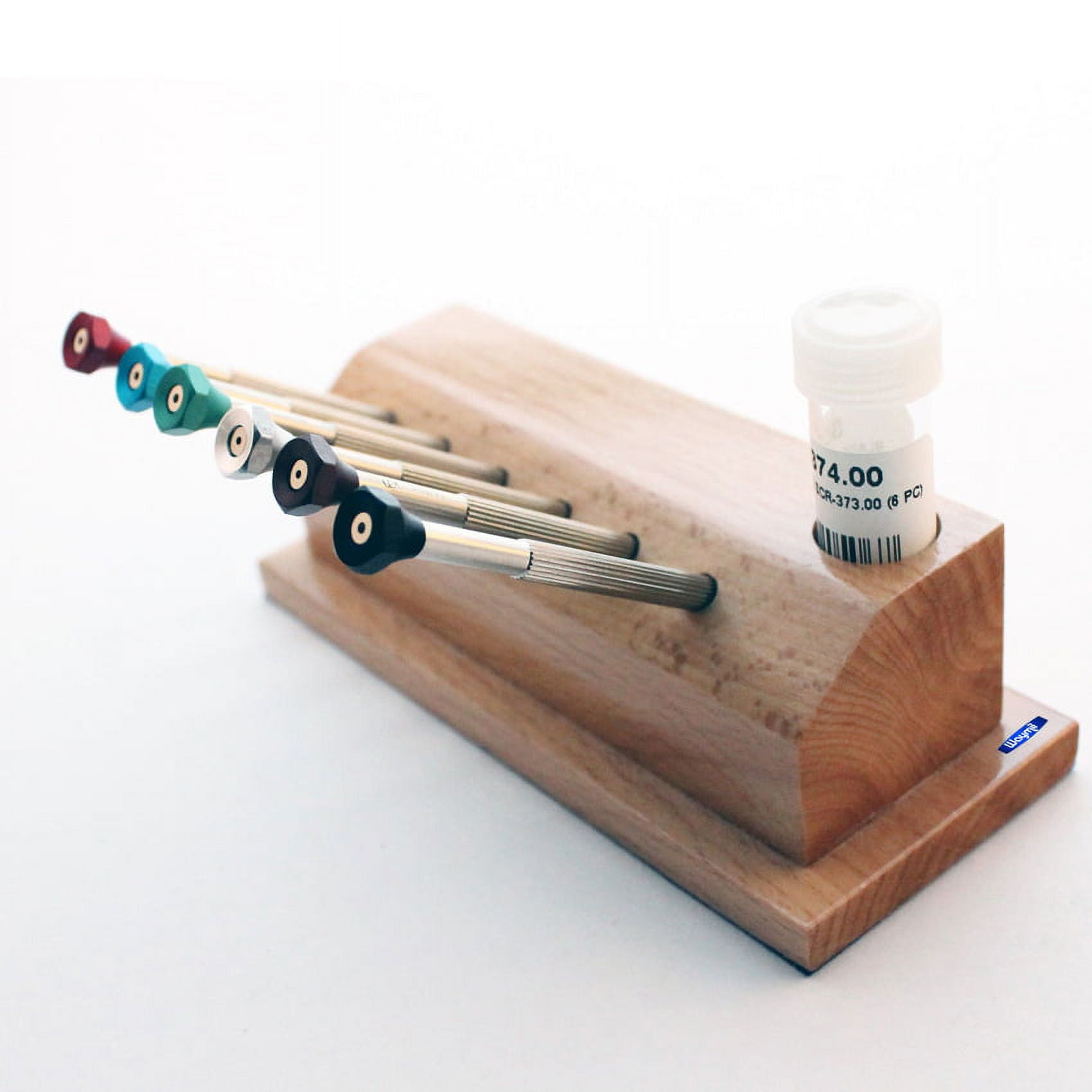 Screwdriver Set W/ Reversible Blade In Wooden Stand 6 Pc Set watchmaker tool