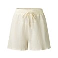thumbnail image 4 of Sngxgn Womens Casual Comfy Shorts Summer with Pockets Wide Leg Cotton Short(Beige,M), 4 of 8