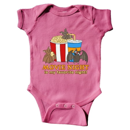 

Inktastic Movie Night Is My Favorite Night Bats with Popcorn and Soda Gift Baby Boy or Baby Girl Bodysuit