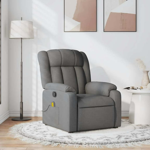 vidaXL Massage Recliner Chair, Adjustable Recliner with 6-Point Vibration Massage, Dark Gray Fabric
