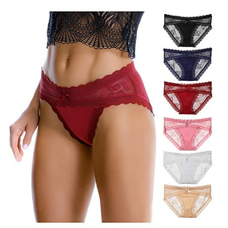 

LEVAO Women Lace Underwear Sexy Breathable Hipster Panties Stretch Seamless Bikini Briefs 6 Pack