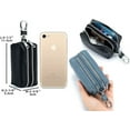 thumbnail image 2 of Genuine Leather Car Key Case,Unisex Double Zipper Keychain Wallet Coin Purse Bag with Metal Hook, 2 of 5