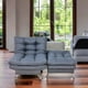 thumbnail image 2 of Sofá Cama Individual Sillón y Taburete NORVAL  Florencia Moderno en Lino Gris estructura de madera con pata cromada, 2 of 12