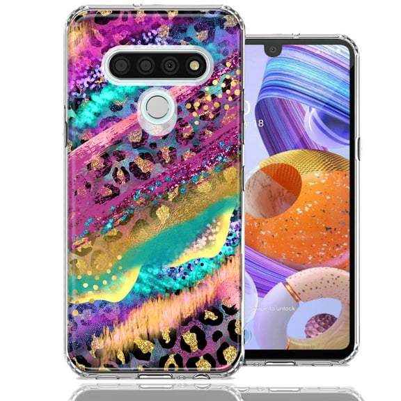 MUNDAZE for LG Stylo 6 Leopard Paint Colorful Beautiful Abstract Milkyway Double Layer Phone Case Cover