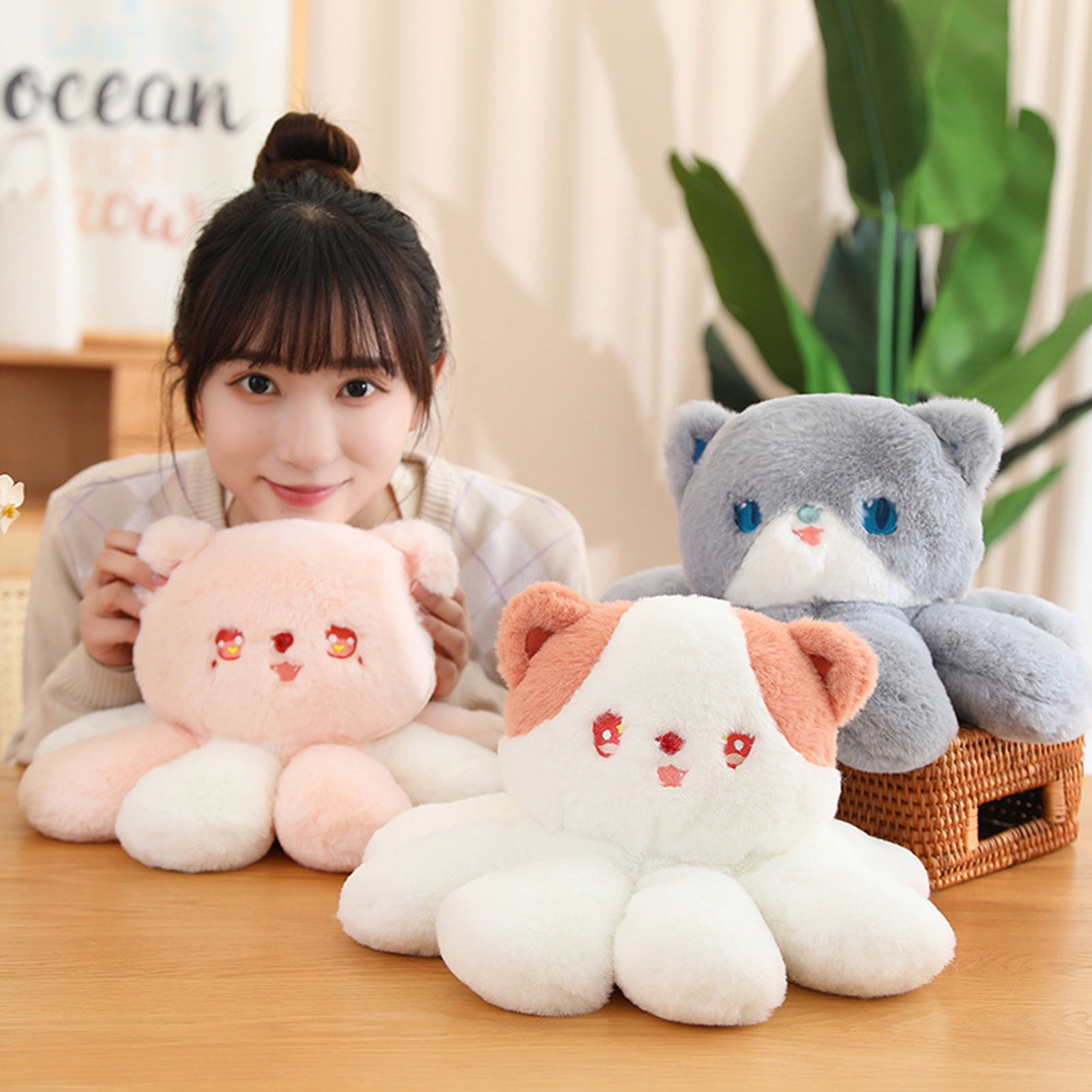 35cm Cat Plush Doll with Octopus Legs - 2-in-1 Plushie Ornament, Sofa ...