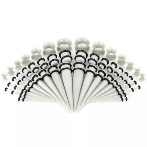 K-KED 50pcs/set Acrylic Silicone Ear Stretcher Expander Gauge Plugs Tappers Stretching-Gray