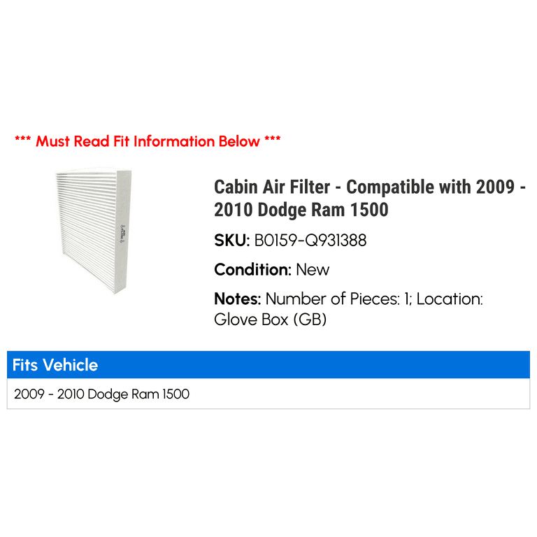 2010 dodge ram 1500 2024 cabin air filter