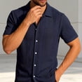 thumbnail image 2 of Tisuna Men'S Shirts Short Sleeve Button Down Moisture-Wicking Summer T-Shirts Mens Classic Collared Dress Shirts For Work Business Navy Size L, 2 of 4
