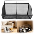 thumbnail image 3 of Wall Mounted Metal Hanging Storage Basket, Small Wire Mesh Organizer - Space Saving Container for Kitchen Bedroom and Home Organization (Black), 3 of 8