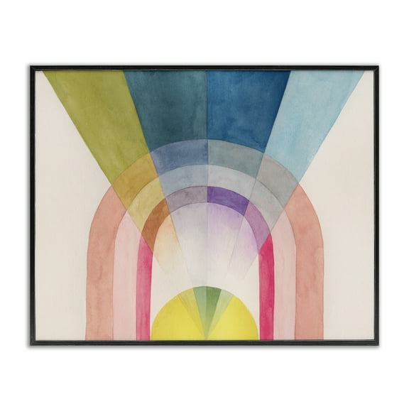 Stupell Industries Sun Rays & Rainbow Abstract Painting Black Framed Art Print Wall Art, 20 x 16