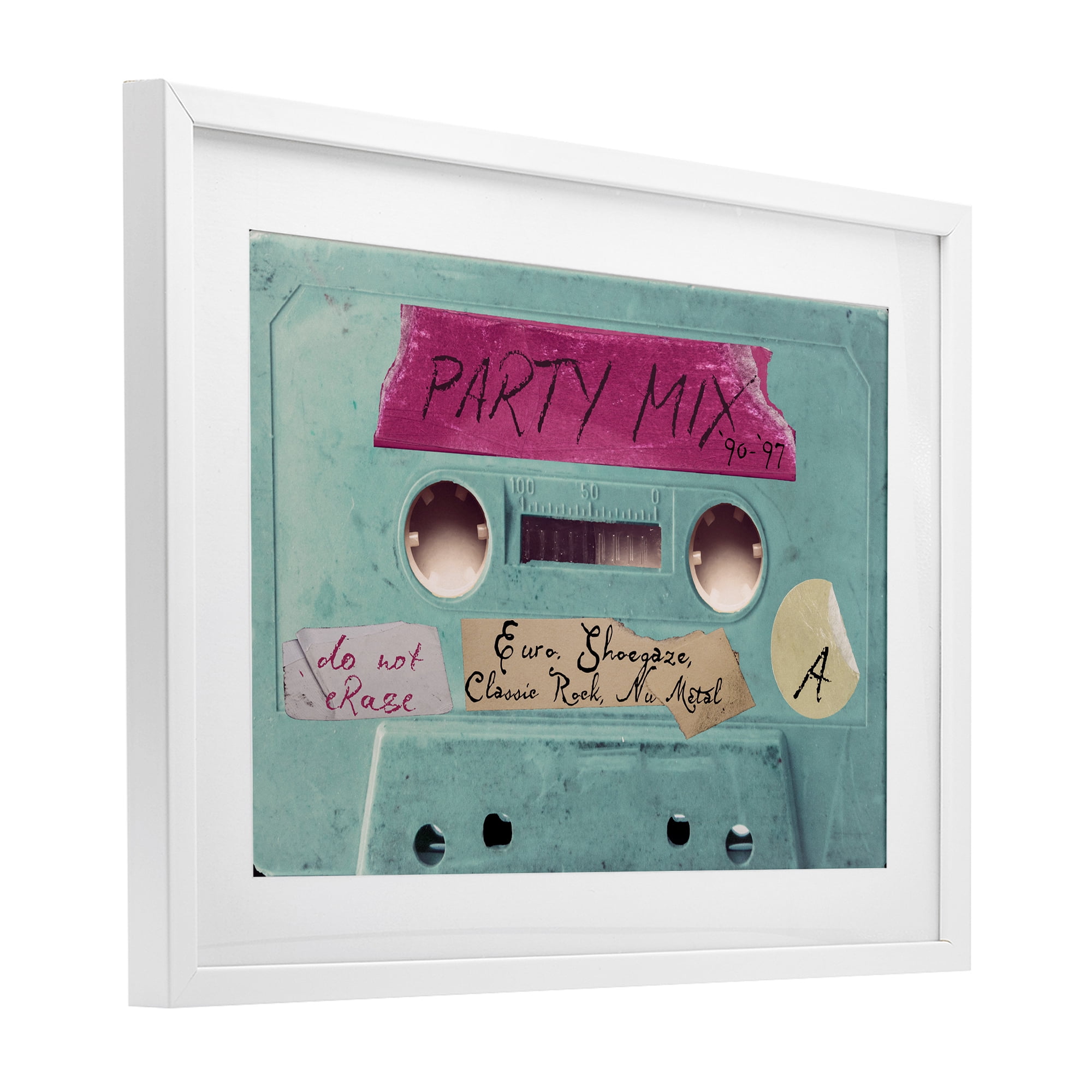 Stupell Industries Retro Party Mix Cassette White Framed Print Under Glass, design by Annabelle Hall