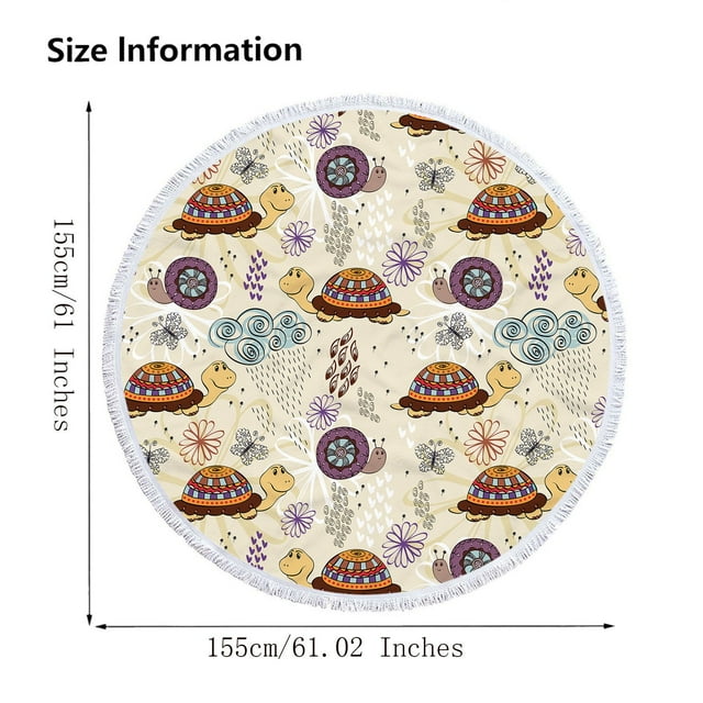 Couverture de Plage Anti-Sable, Serviette de Plage en Microfibre Imprimée Ronde Super Légère Serviette de Bain Colorée Anti-Sable Couverture de Plage Tapis de Plage Serviette Multi-Usage pour Voyage Piscine