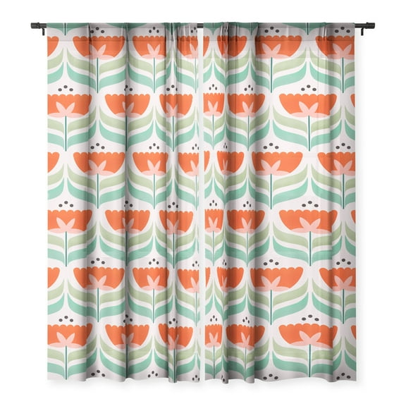 Society6 Showmemars Retro Tulips Pattern 50" x 96" Curtain Panel