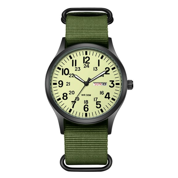 Avaner Men'S Tactical Military Watch, Clear and Easy To Read Arabic Numeral Dial Nylon Strap Luminous Hands Analog Quartz Watch
