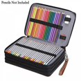 thumbnail image 2 of Veeki, nueva bolsa de lápices de Pu de gran capacidad, bolsa de papelería para estudiantes, bolsa de almacenamiento de pintura artística con 200 agujeros, cortina para bolígrafos, 2 of 4