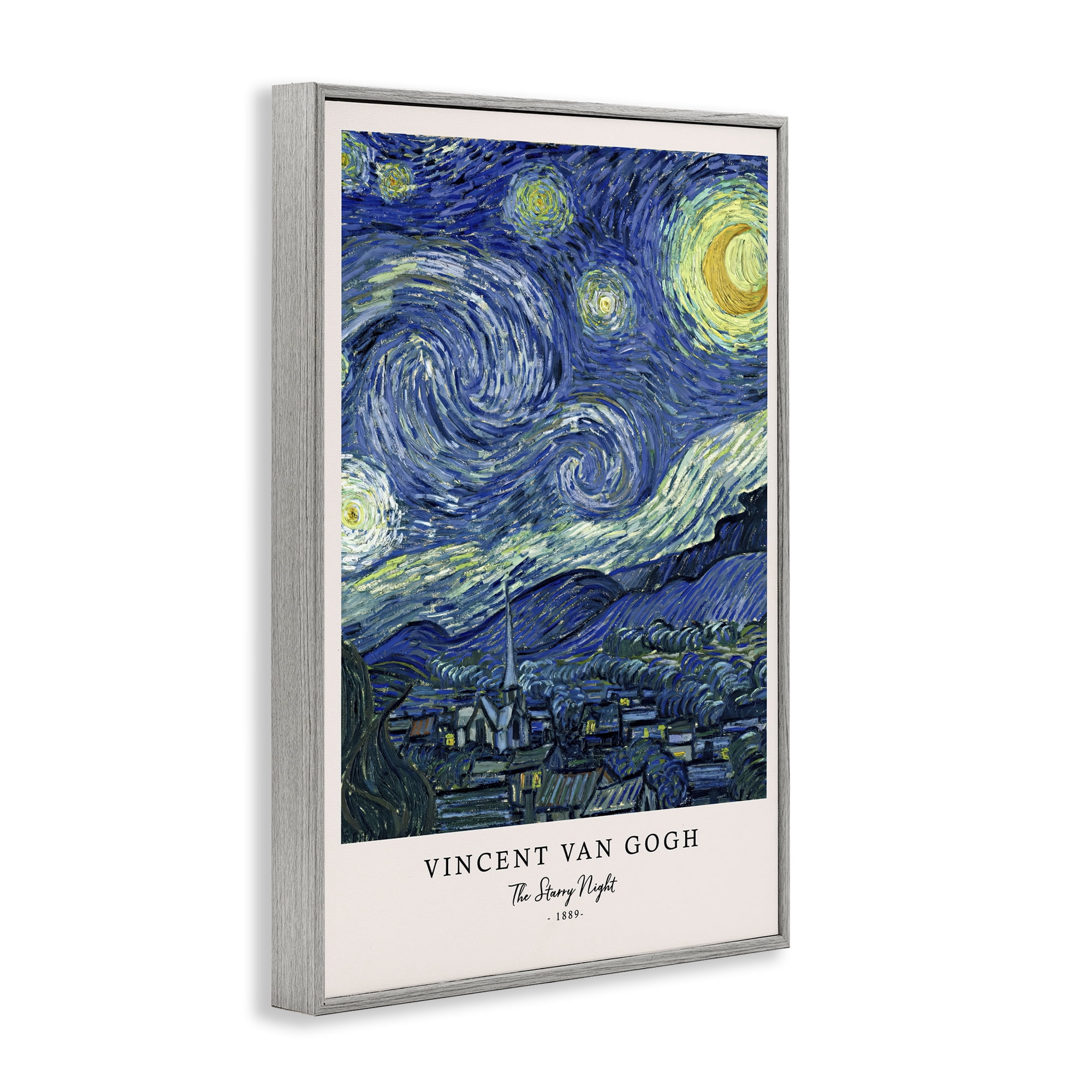 Stupell Industries Classic Starry Night Van Gogh Gray Framed Giclee Art, design by Vintage Hustle