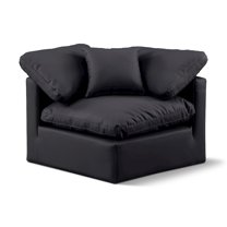 Meridian Furniture Indulge Contemporary Vegan Leather Corner Chair in Black