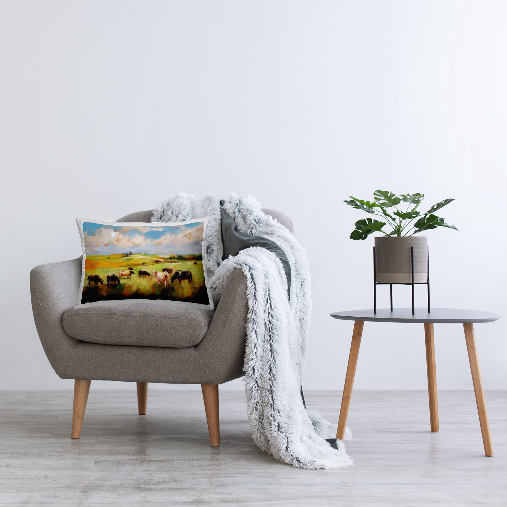 Stupell Industries Cows Under Cloudy Sky Decorative Printed Throw Pillow, 14 x 20