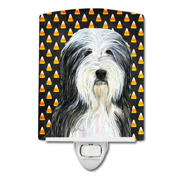 Caroline's Treasures SS4290CNL Bearded Collie Candy Corn Halloween Portrait Ceramic Night Light, 6x4x3", multicolor