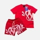 thumbnail image 2 of Conjunto de 2 piezas gótico estético Y2k para hombre, camiseta con estampado de letras de hip-hop, camiseta con cuello 0 y pantalones cortos de pierna ancha con cordón, traje complejo, 2 of 5