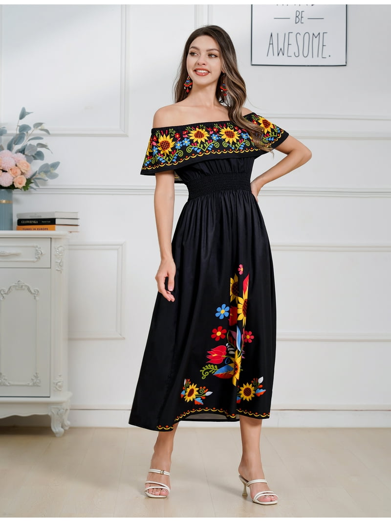 Off Shoulder Mexican Print Clothing Off The Shoulder Mexican Girl Dress
