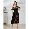 thumbnail image 5 of IDOPIP Mexican Dress for Women Off Shoulder Traditional Mexican Fiesta Dress Floral Print Maxi Dress, 5 of 9
