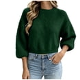 thumbnail image 2 of Oversized Long Sleeve Shirts Fall Women's Fashion Round Neck Long Sleeved Solid Color Casual Sweater Top Green L, 2 of 3