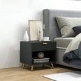 thumbnail image 2 of HOMCOM Nightstand with Drawer and Open Compartment for Bedroom, Black, 2 of 10