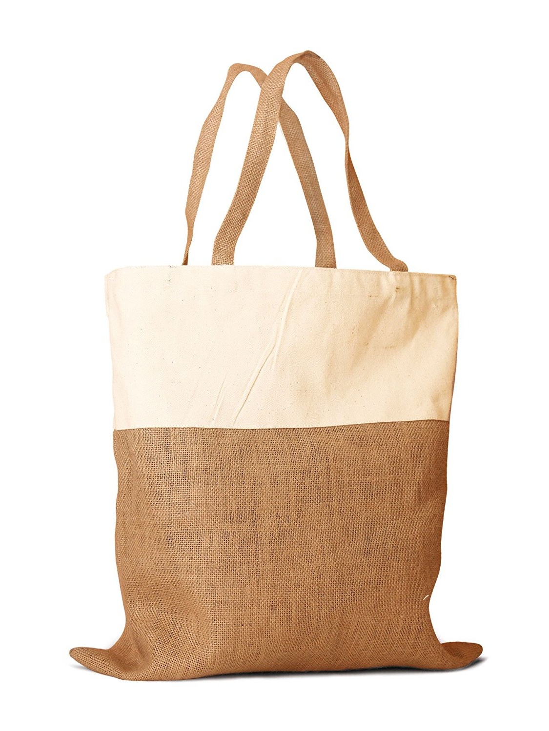 Pack of 25 Unlaminated Jute Burlap and Cotton Shopping Tote Bag with