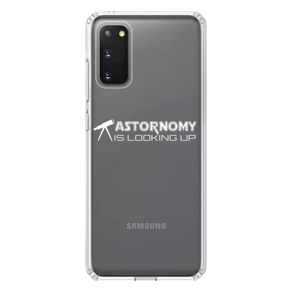 DistinctInk Clear Shockproof Hybrid Case for Galaxy S20 PLUS / 5G (6.7" Screen) - TPU Bumper Acrylic Back Tempered Glass Screen Protector - Astronomy is Looking Up