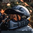 thumbnail image 4 of Casco de motocicleta Black Flame, estilo vintage, de cara completa, resistente al desgaste, accesorios de carreras, transpirable, para motocross, protección anticaídas, 4 of 5