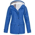 thumbnail image 2 of Waterproof Fleece Hiking Jacket, Hooded Rain Shell Women, Outdoor Softshell Blue Xl , Coat, 2 of 5