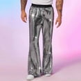 thumbnail image 5 of JIA JIA SHUANG Mens Sequin Pants Sparkly Glitter Stylish Elastic Waist Wide Leg Flare Trousers Bell Bottom Night out Pants, 5 of 7