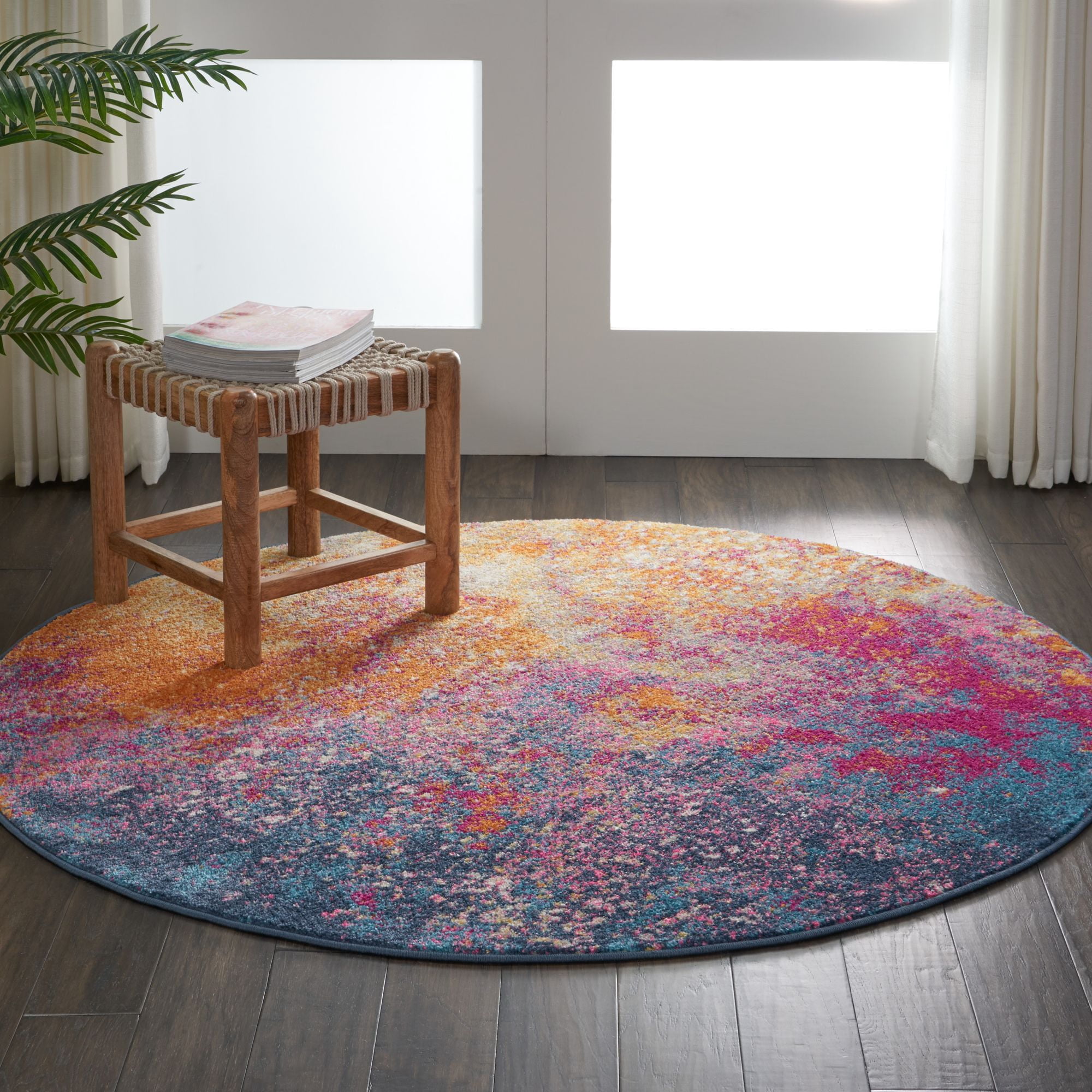 Nourison Passion Colorful Area Rug Sunburst 5' x Round