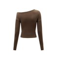thumbnail image 2 of Camiseta de otoño para mujer, Tops con hombros descubiertos, Tops cortos ajustados para ir de compras SG, 2 of 7