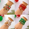 thumbnail image 2 of PISONIC Christmas Beaded Bracelets Set for Women, Handmade Clay Beads Letter Stretch Bracelets Bulk, Adjustable White Red Green Friendship Stackable Holiday Jewelry Gift, 2 of 9