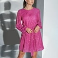 thumbnail image 3 of Pxiakgy carnival cruise essentials 2024 Fashion Women's Sexy Sequin Lace Up Long Sleeve Short Dress Party Dress for Carnival Party Hot Pink + XL, 3 of 6