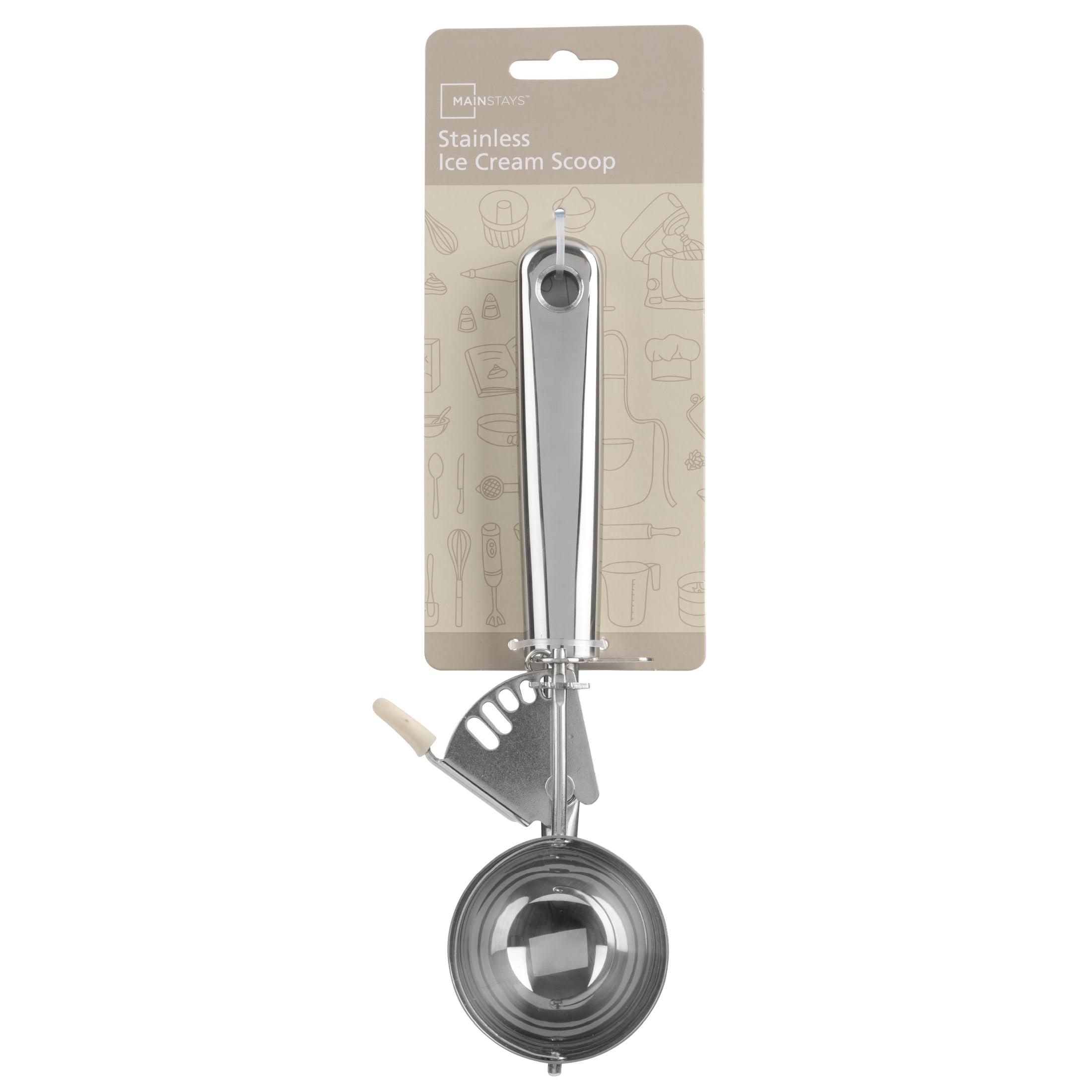 Mainstays Stainless Steel Ice Cream Scoop with Trigger Mechanism