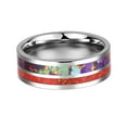 thumbnail image 2 of JQUEEN Flat 8mm Coral Purple Turquoise Polished Finish Silver Tungsten Weddng Ring Size 7-12, 2 of 3